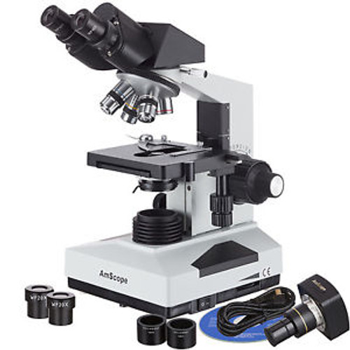 Amscope 40X-2000X Compound Binocular Microscope + 1.3 Mp Digital Camera