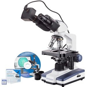 Amscope 40X-2500X Led Binocular Compound Microscope With 50Pc Blank Slides And 1