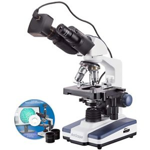 Amscope 40X-1000X Led Lab Binocular Compound Microscope And 3Mp Camera