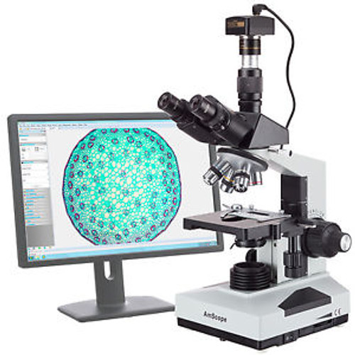Amscope 40X-1600X Lab Clinic Vet Trinocular Microscope With 3Mp Camera