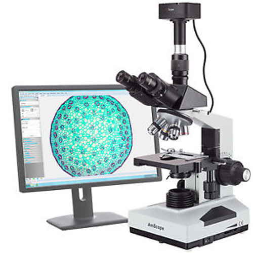 Amscope 40X-1600X Biological Compound Microscope + 5Mp Digital Camera