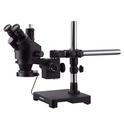 Amscope 7X-45X Trinocular Stereo Zoom Microscope Boom + Ring Light