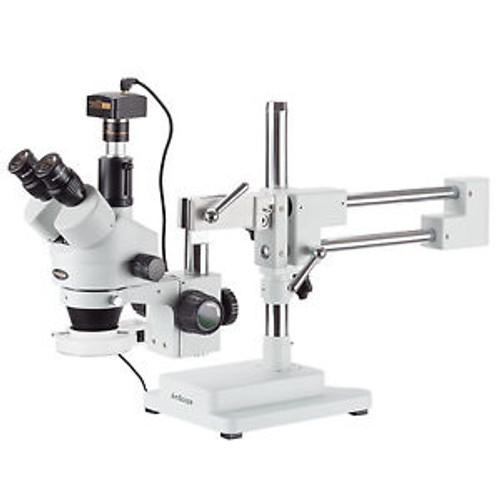 Amscope 7X-45X Zoom Magnification Stereo Microscope + 64-Led + Camera