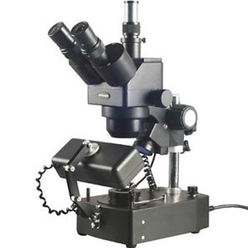 Amscope 5X-80X Jewelry Gem Trinocular Stereo Microscope With Three Lights