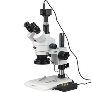 Amscope 3.5X-45X Stereo Coin Microscope With 144-Led + 3Mp Camera