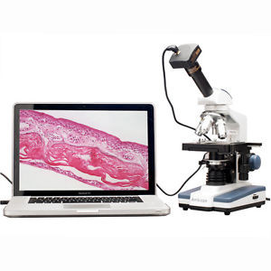Amscope 2000X Double Layer Stage Led Monocular Digital Compound Microscope W 3Mp