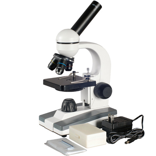 AmScope 40X-1000X Home School Student Compound Microscope + 25 Biology Slide Col