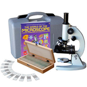 Amscope 40X-1000X Metal Frame Student Microscope With Abs Case 50Pc Specimens &