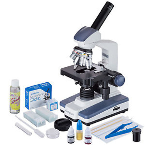 40X-2500X Led Monocular Compound Microscope With Extensive Slide Preparation Kit