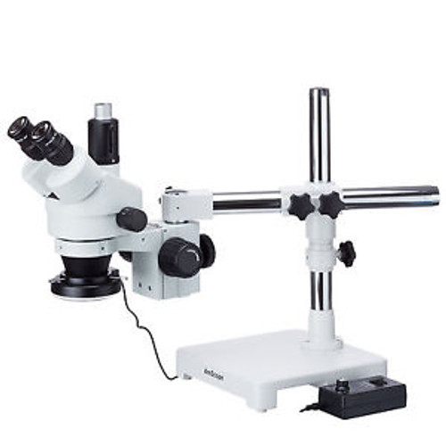 3.5X-45X Boom Stand Trinocular Zoom Stereo Microscope + 144-Led Ring Light