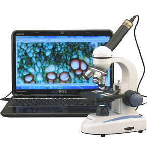 Amscope 40X-1000X Biology Science Metal Glass Student Microscope With 5Mp Digita