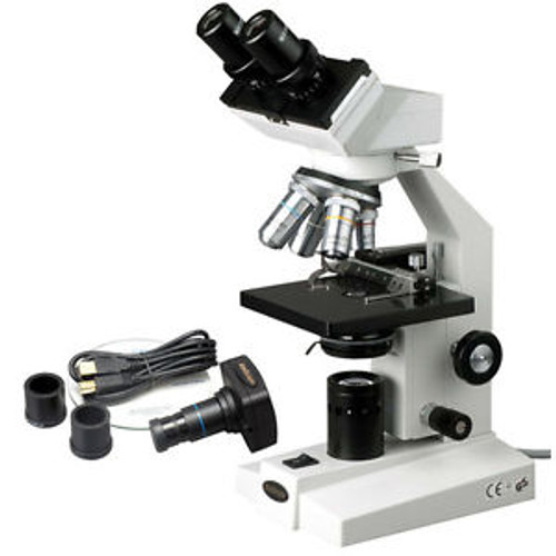 Amscope 40X-1600X Binocular Microscope + Mech. Stage + 1.3Mp Camera
