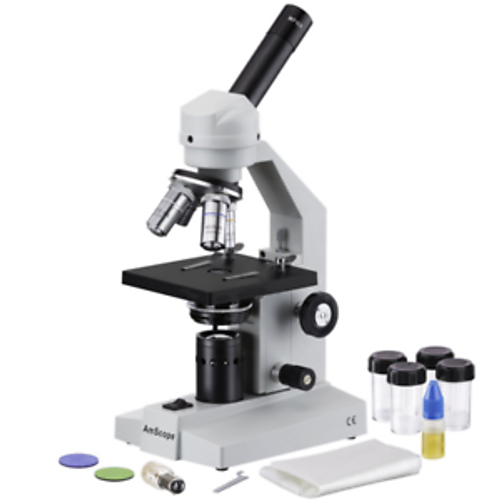 Amscope M500 Monocular Compound Microscope Wf10X Eyepiece 40X-1000X Magnificat