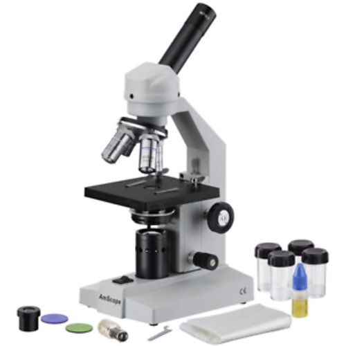 Amscope M500C Monocular Compound Microscope Wf10X And Wf25X Eyepieces 40X-2500