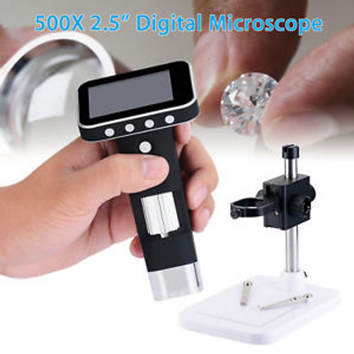 Portable 2.5 500X USB Digital Microscope 8 LED Video Camera Adjustable +Stand