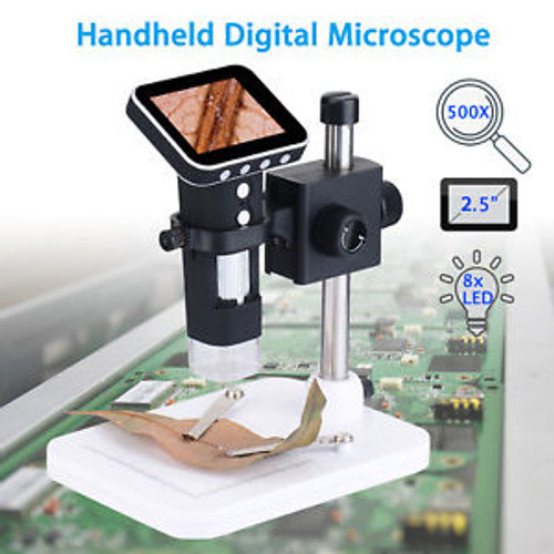 Handheld 2.5 500X USB Mobile Digital Microscope 8 LED Camera Adjustable For PC