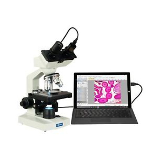 Omax 40X-2500X Led Binocular Lab Compound Microscope With 5Mp Camera And Mech...
