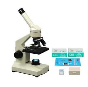 40X-1000X Compound Led Microscope+Blank Slides+Covers+Lens Paper+Prepared Slides