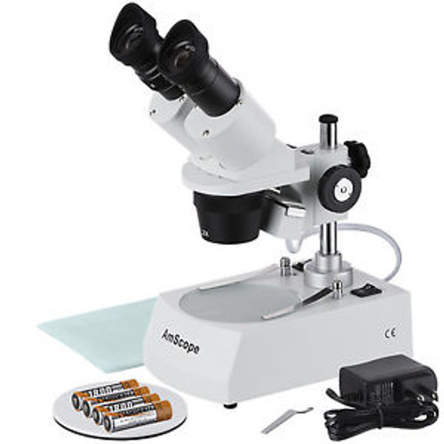 Amscope Cordless Led Top And Bottom Lights Stereo Microscope 20X-40X