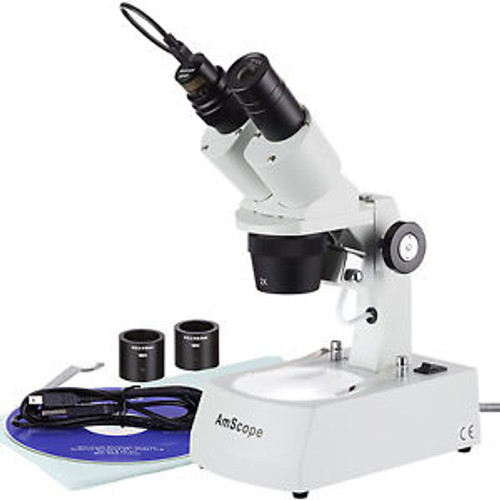 Amscope 20X-40X-80X Stereo Microscope With 1.3Mp Usb Digital Camera