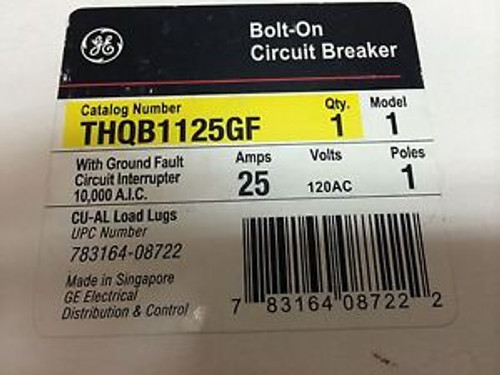General Electric Thqb1125Gf 1 Pole 25 Amp Ground Fault Circuit Breaker  New