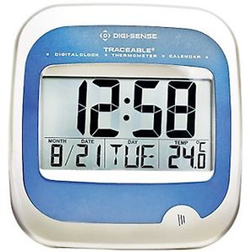 Digi-Sense Traceable Wall-Mount Digital Clock/Calendar/Thermometer with Calib...