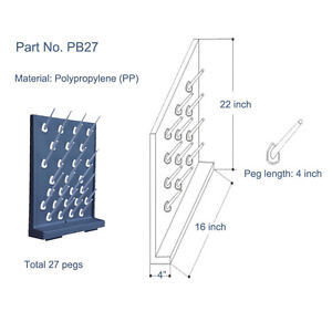Pegboard Holds 27 Tubes Pb27-Gray
