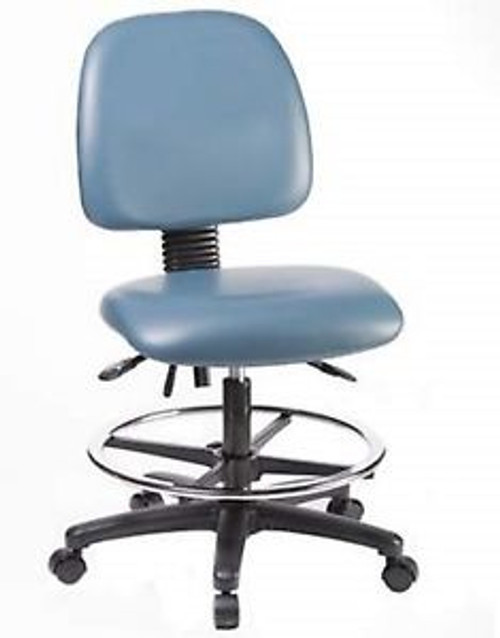 Fisher Scientific Blue Vinyl Pnuematic Lab Chair W/Casters And Footrest