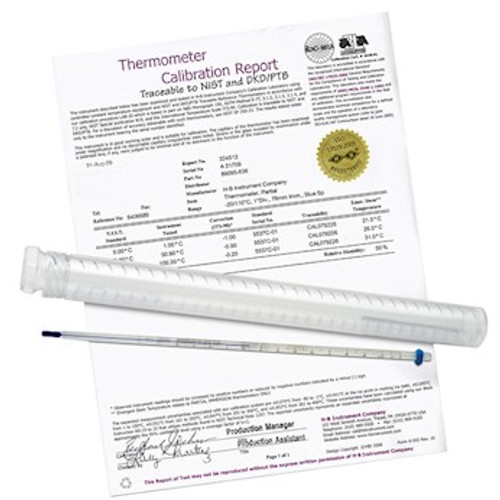 Digi-Sense Certified Glass Thermometer -100/50C Partial 300 Mm