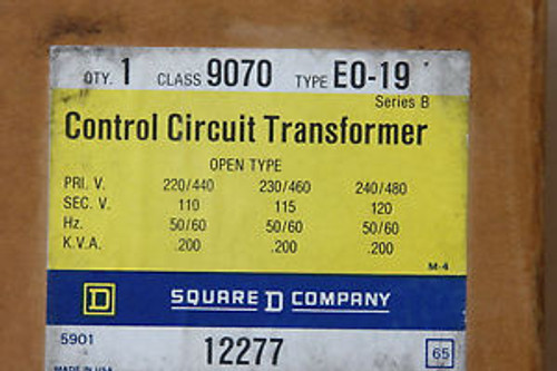 New Square D Class 9070  Type Eo19  Control Transformer
