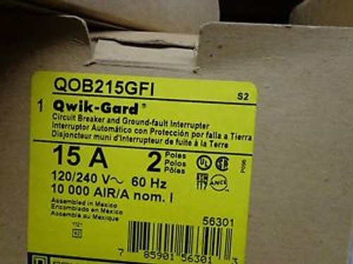 New Square D Qob215Gfi  15A 2P  Ground Fault