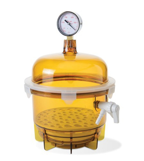 Bel-Art Lab Companion Amber Polycarbonate Round Style Vacuum Desiccator 6 Liter