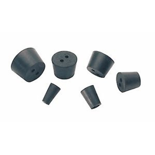 Cole-Parmer Two-Hole Black Rubber Stoppers Standard Size 9 11/Pk