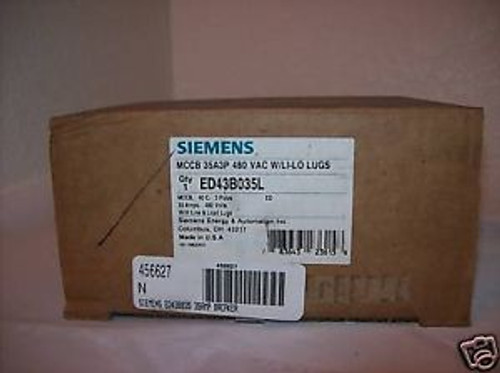 Siemens Ed43B035L 3P 35A 480V Breaker Ed43B035 With Lugs On Both Sides New