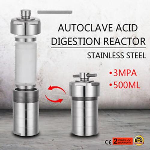 Hydrothermal Synthesis Vessel Kettle Autoclave Reactor+Teflon Chamber 500Ml 3Mpa