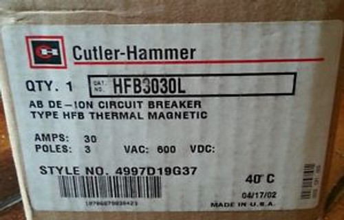 Cutler Hammer Hfb3030L Ab De Ion Circuit Breaker Hfb Thermal Magnetic  30A 3 Pol