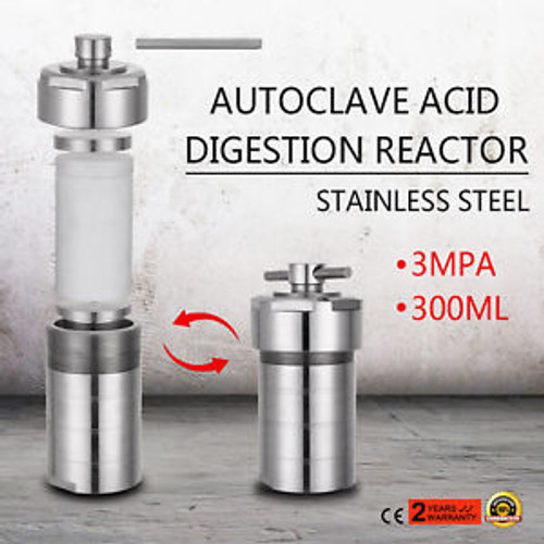 Hydrothermal Synthesis Vessel Kettle Autoclave Reactor+Teflon Chamber 300Ml 3Mpa