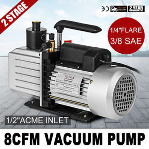 8Cfm Two-Stage Rotary Vane Vacuum Pump Wine Degassing 1/4Flare 15Micron 1Hp