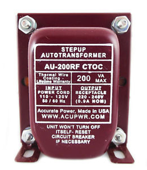 Acupwr(Tm) Au-200 200 Watt Step Up Transformer - Lifetime Warranty Made In Usa