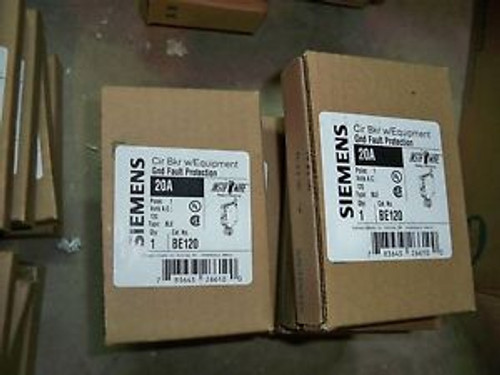 Siemens Ite Be120 Circuit Breaker 1P 20Amp Equipment Ground Fault Protection Ble