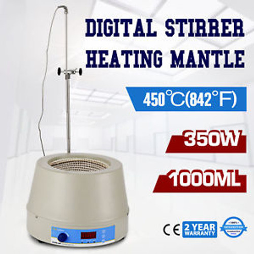 1000Ml Electric Digital Lcd Magnetic Stirring Heating Mantle Continuous 350W