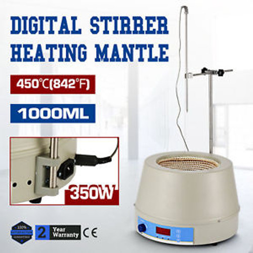 1000Ml Electric Digital Lcd Magnetic Stirring Heating Mantle 350W Nickel-Chrome