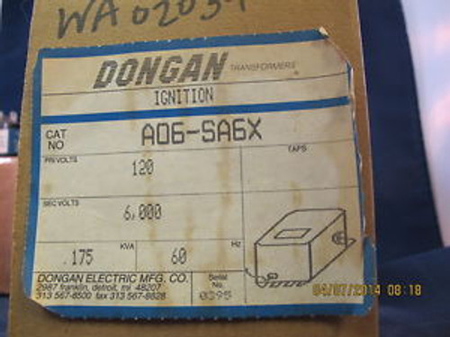 Ignition Transformer Pri 120V Sec 6000V Dongan A06-Sa6X New In Box
