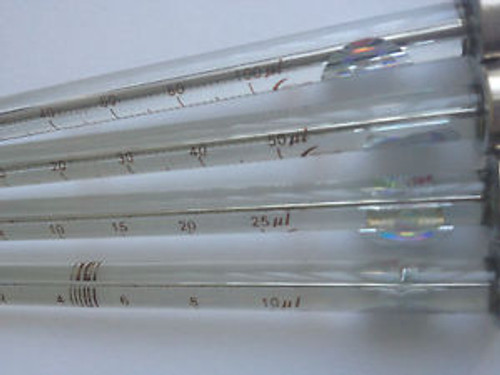 Set of 4 Sorted HPLC Manual Injection Micro Syringes Flat Tip10 25 50100 uL