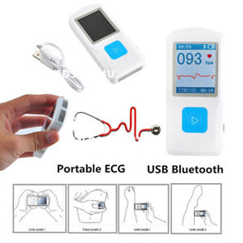 Bluetooth USB Handheld ECG Machine EKG Heart Rate Monitor ElectrocardiographUSA Bluetooth USB Handheld ECG Machine EKG Heart Rate Monitor ElectrocardiographUSA