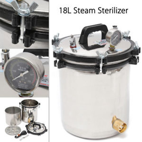 18L Stainless Steel Pressure Steam Autoclave Sterilizer Equipment Dual Heating