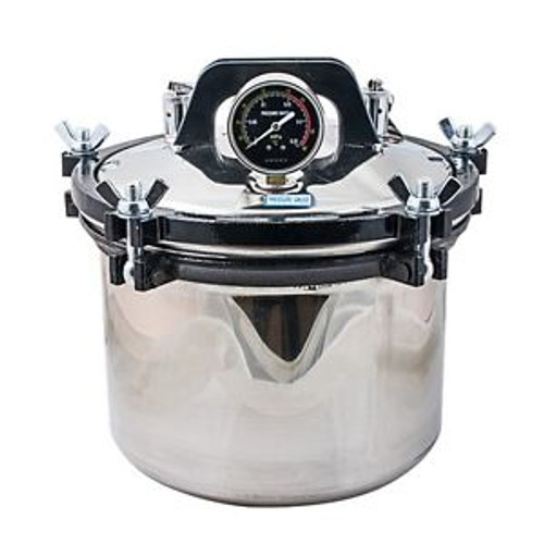 Silver 8L Portable Steam Autoclave Sterilizer Dental Equipment Dual Heating Pot