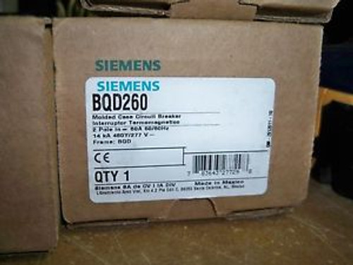Siemens Bqd260 2Pole 60Amp 480V Circuit Breaker New! Warranty !