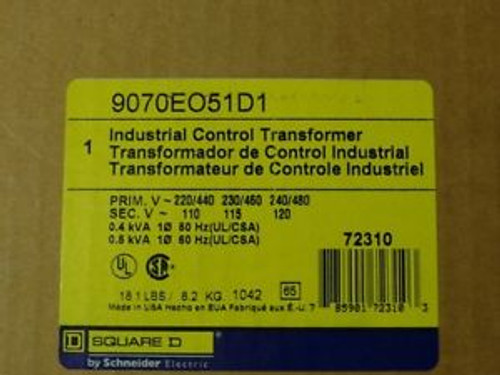 Square D Industrial Control Transformer 9070Eo51D1 New Unopened