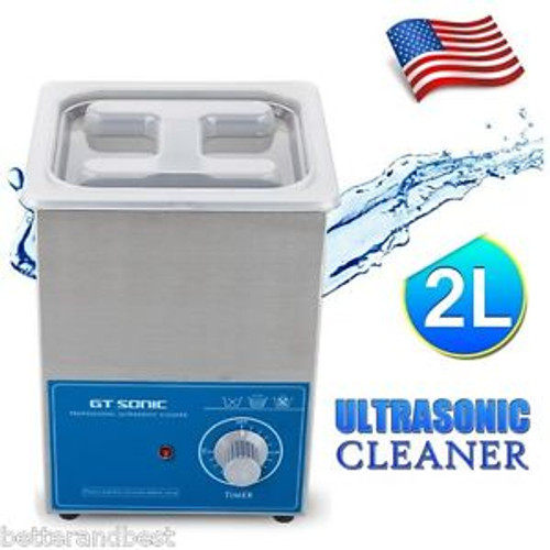 Stainless Steel 2L Ultrasonic Cleaner Heat Heater Timer Cleaning Equipment +Tank